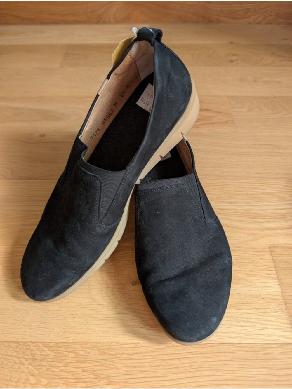 Hartjes Black Suede Leather Slip On Shoes, Size 9 US | 6.5 UK